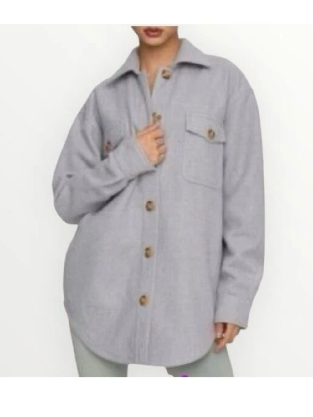 Good American Longline Shacket in Dusty Quarry Size XS/X - Picture 1 of 7